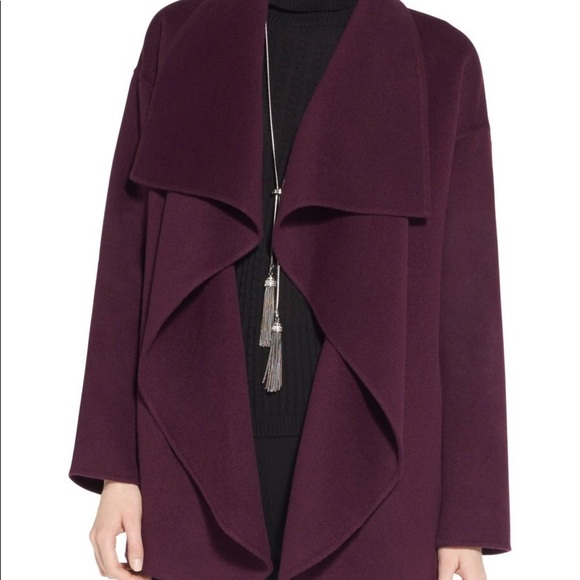 St John Angora Cashmere Coat Plum Color 